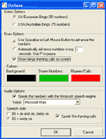 Program options screen